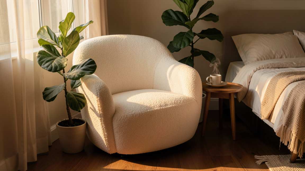 How Does a Boucle Accent Chair Interact with a Bedroom Corner?